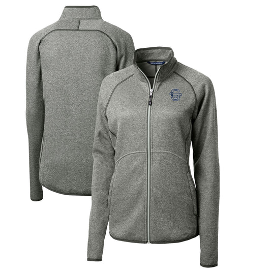Women's Cutter & Buck Heather Gray Penn State Nittany Lions Mainsail Sweater-Knit Full-Zip Jacket