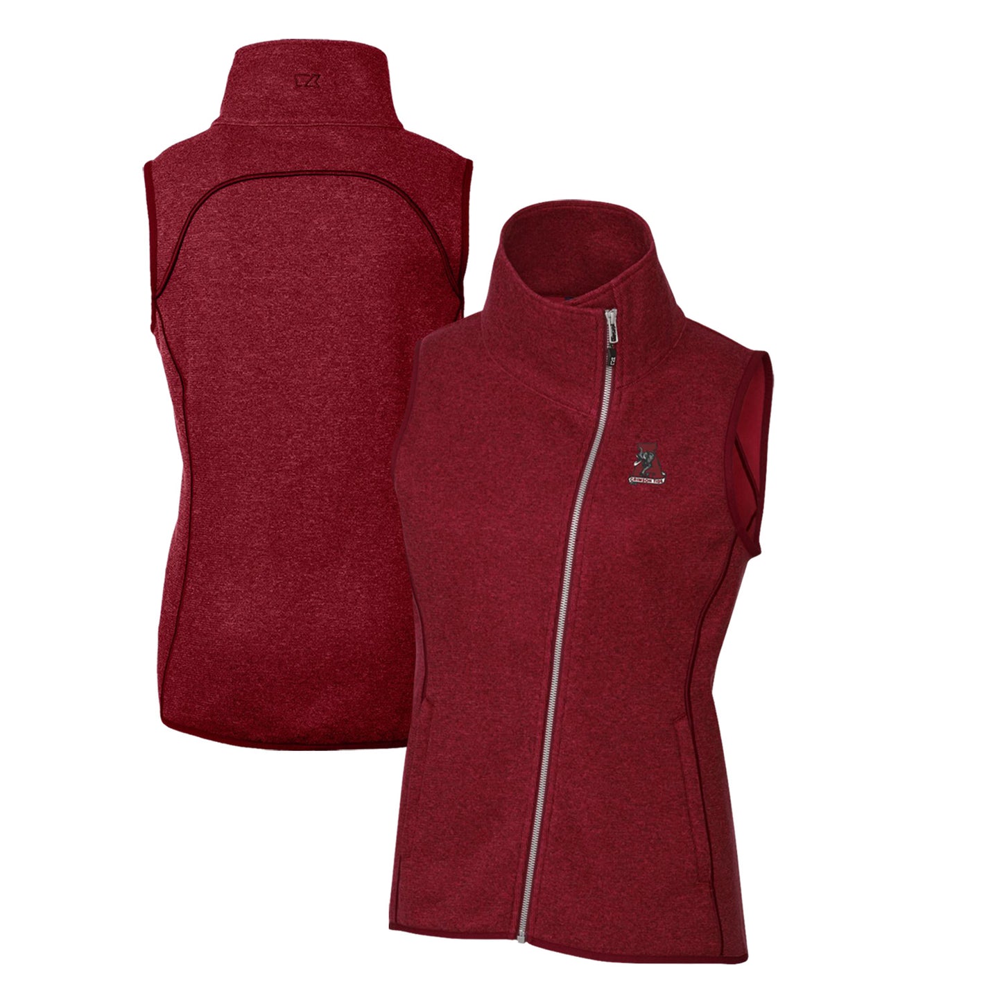 Women's Cutter & Buck Crimson Alabama Crimson Tide Mainsail Sweater-Knit Full-Zip Vest