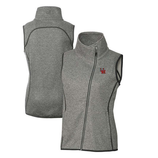 Women's Cutter & Buck Heather Gray Ole Miss Rebels Mainsail Sweater-Knit Full-Zip Vest