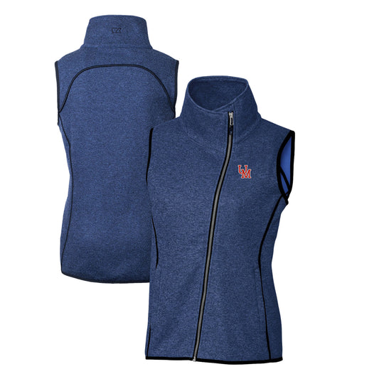 Women's Cutter & Buck Heather Royal Ole Miss Rebels Mainsail Sweater-Knit Full-Zip Vest