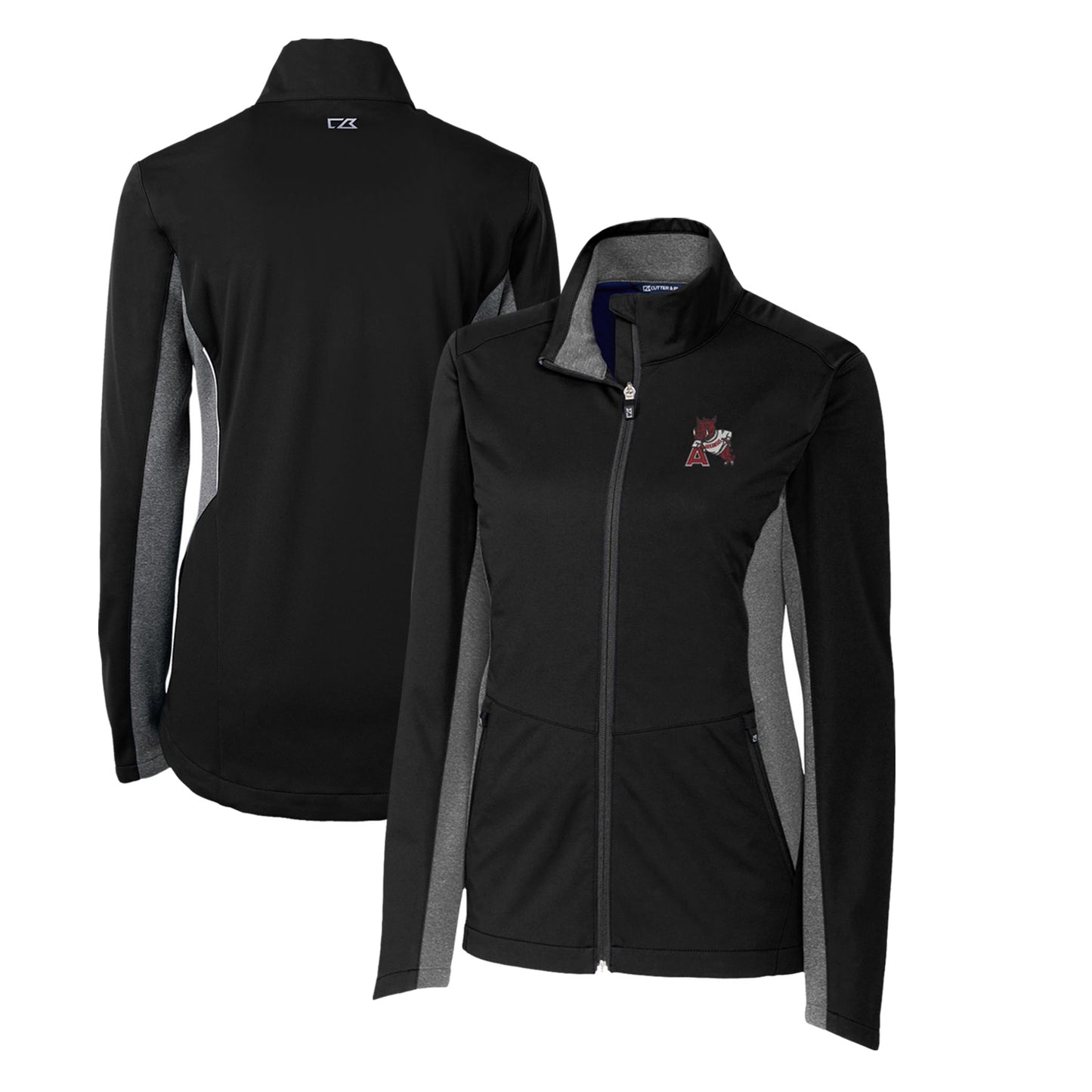 Women's Cutter & Buck Black Arkansas Razorbacks Vault Navigate Softshell Full-Zip Jacket