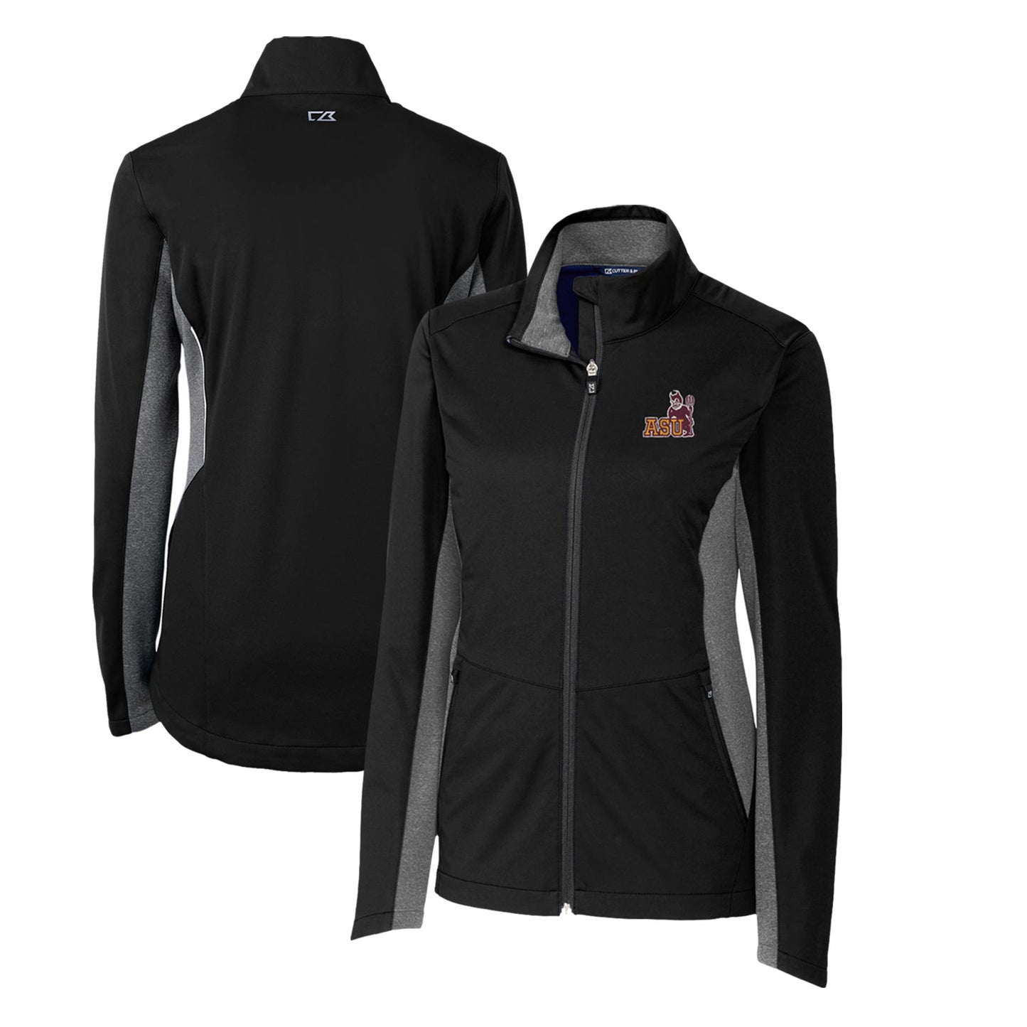 Women's Cutter & Buck Black Arizona State Sun Devils Vault Navigate Softshell Full-Zip Jacket