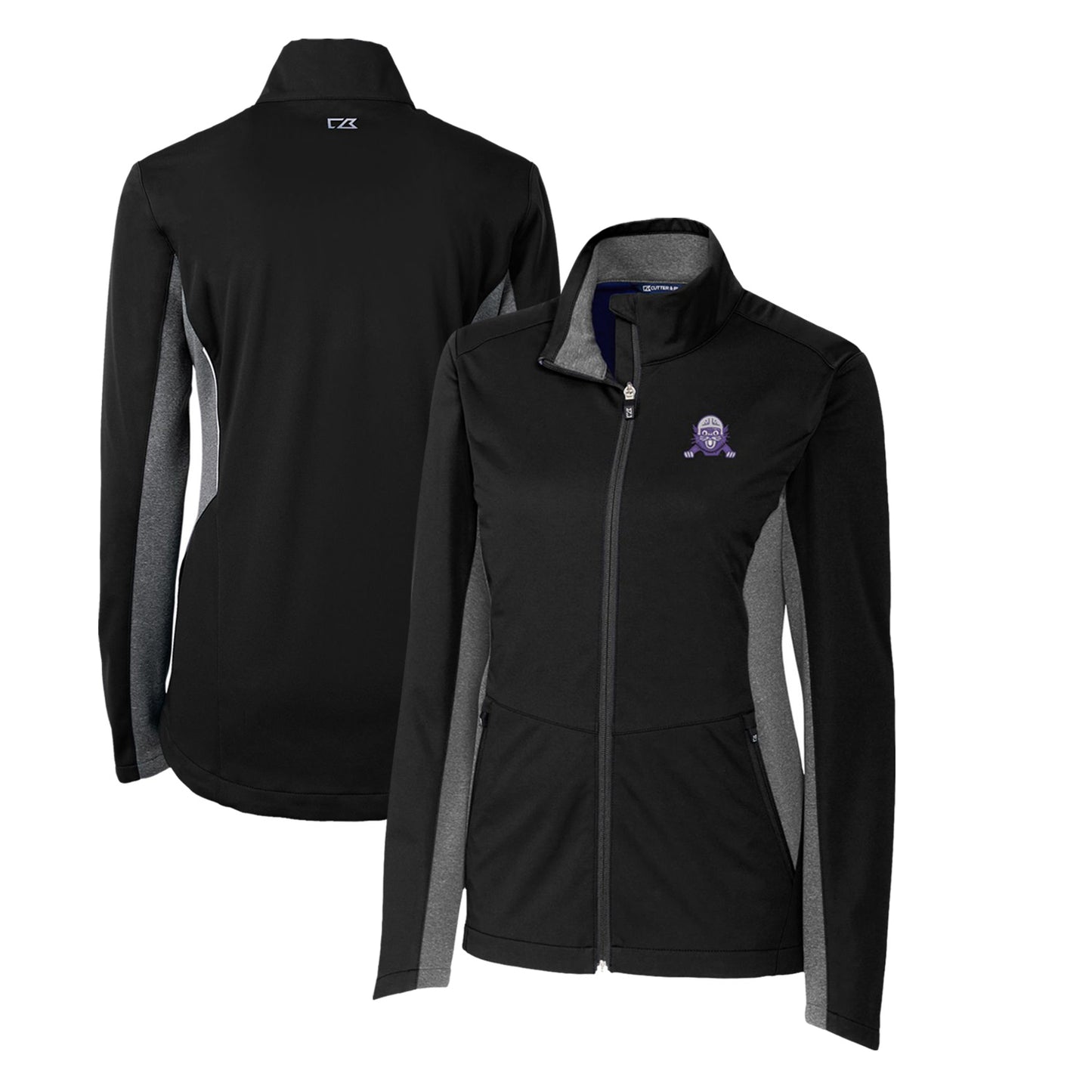 Women's Cutter & Buck Black Northwestern Wildcats Vault Navigate Softshell Full-Zip Jacket