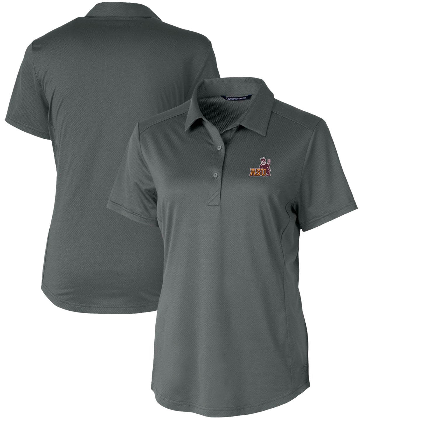 Women's Cutter & Buck Steel Arizona State Sun Devils Vault Prospect Textured Stretch Polo