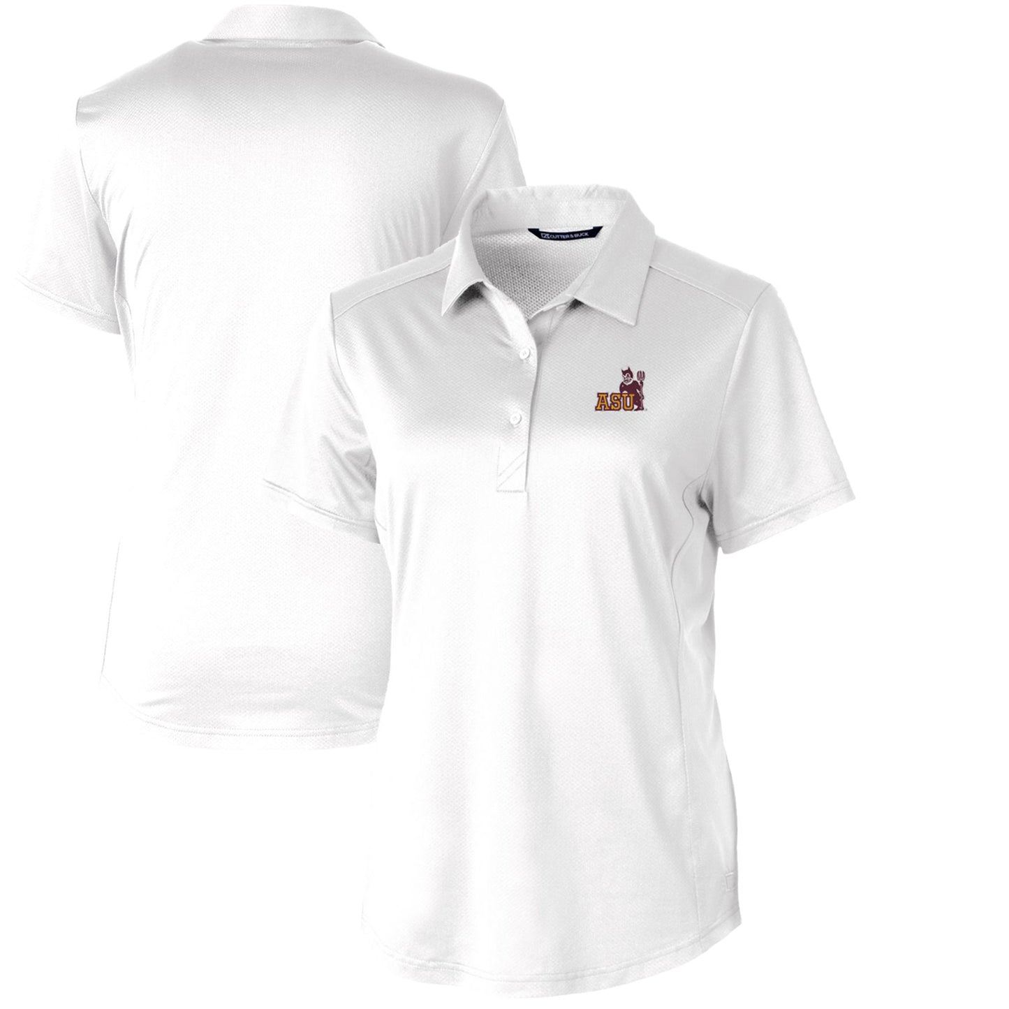 Women's Cutter & Buck White Arizona State Sun Devils Vault Prospect Textured Stretch Polo