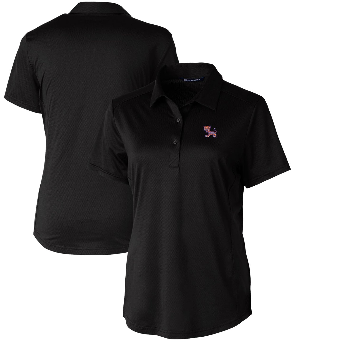 Women's Cutter & Buck Black Clemson Tigers Vault Prospect Textured Stretch Polo