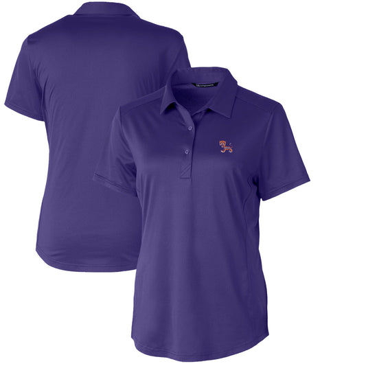 Women's Cutter & Buck Purple Clemson Tigers Vault Prospect Textured Stretch Polo