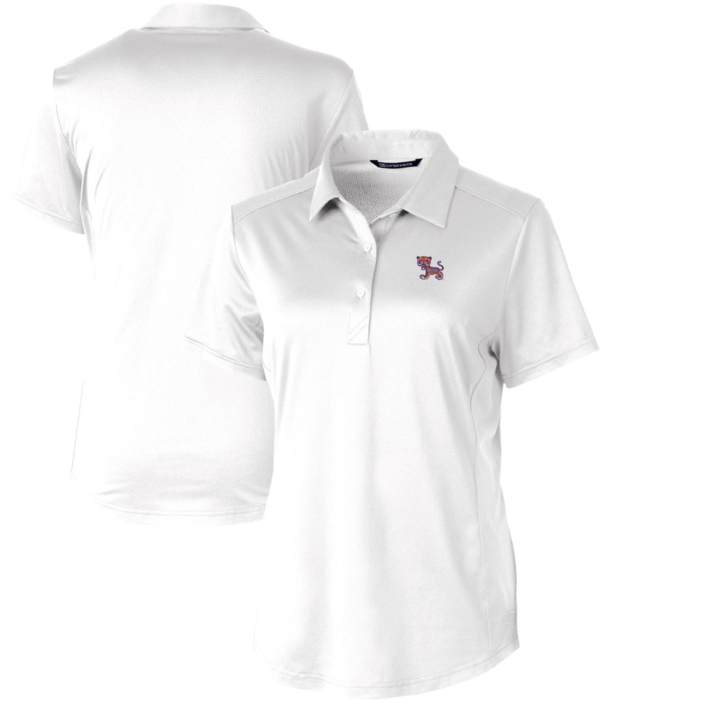 Women's Cutter & Buck White Clemson Tigers Vault Prospect Textured Stretch Polo