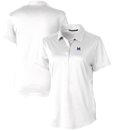 Women's Cutter & Buck White Michigan Wolverines Vault Prospect Textured Stretch Polo