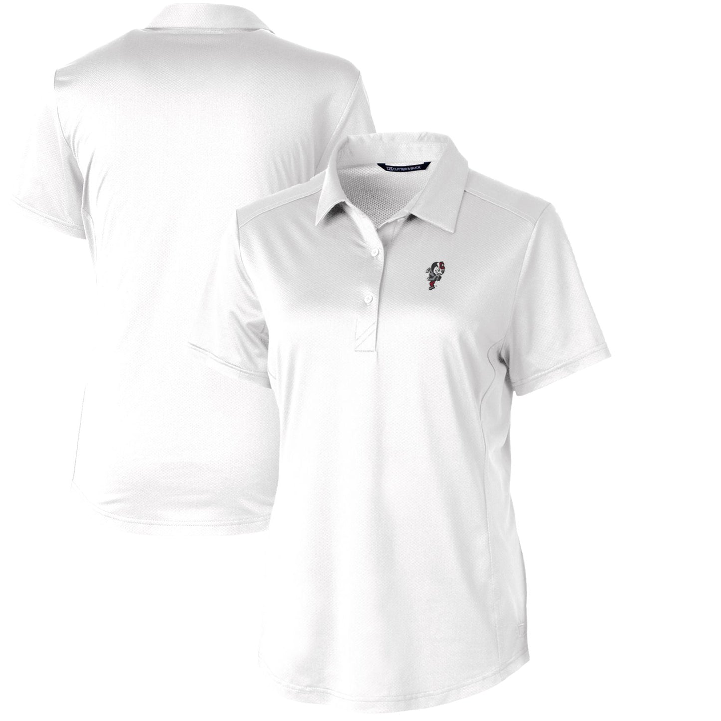 Women's Cutter & Buck White Ohio State Buckeyes Vault Prospect Textured Stretch Polo