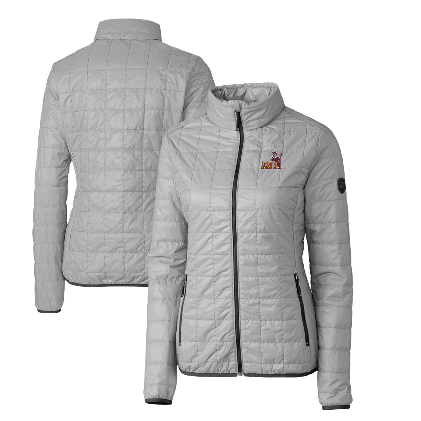 Women's Cutter & Buck Gray Arizona State Sun Devils Vault Rainier PrimaLoft Eco Insulated Full-Zip Puffer Jacket