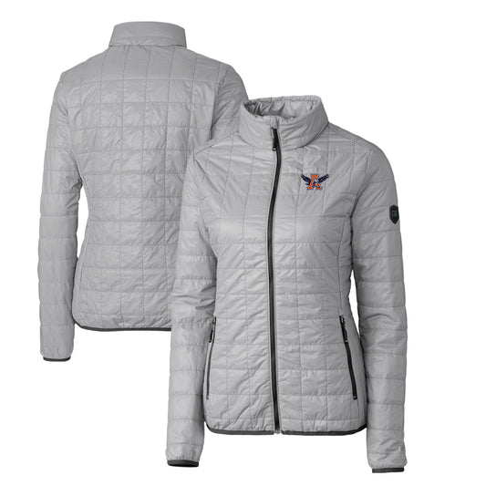 Women's Cutter & Buck Gray Auburn Tigers Vault Rainier PrimaLoft Eco Insulated Full-Zip Puffer Jacket