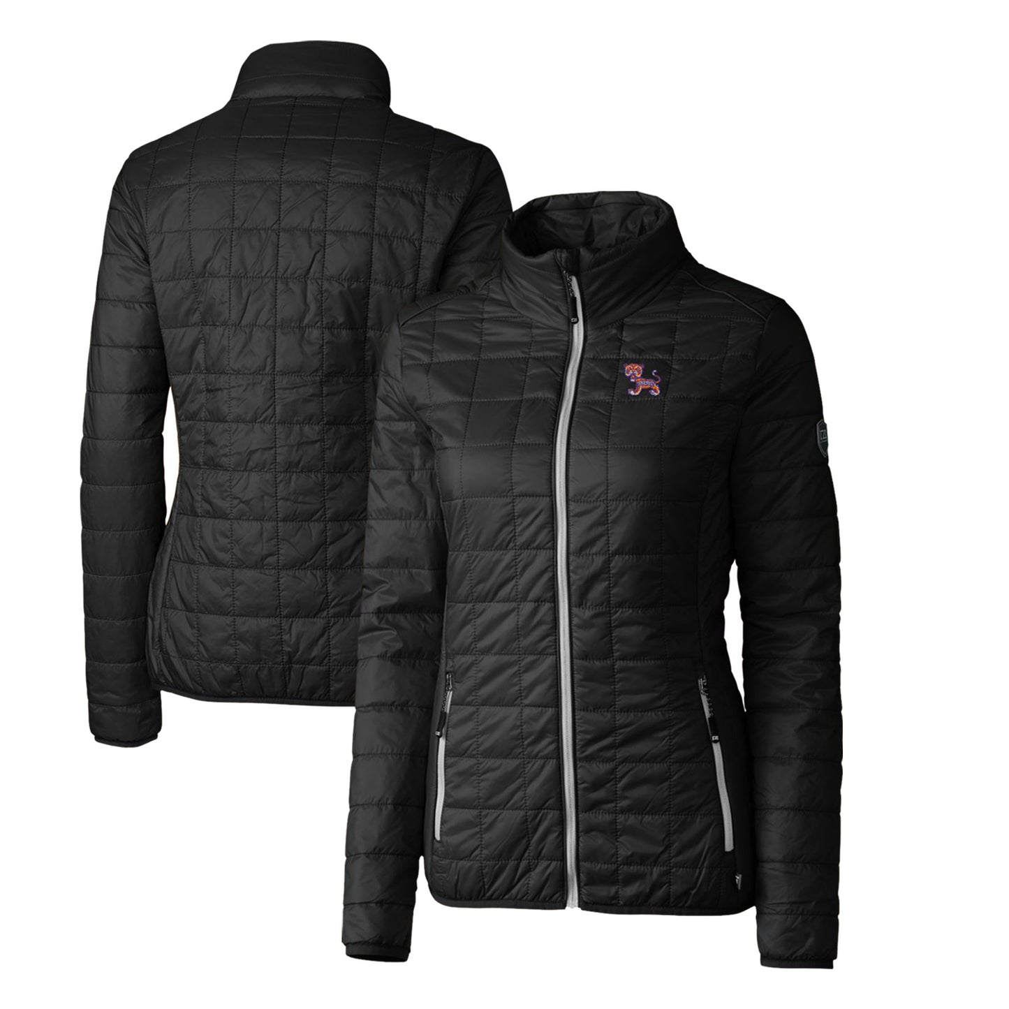 Women's Cutter & Buck Black Clemson Tigers Vault Rainier PrimaLoft Eco Insulated Full-Zip Puffer Jacket