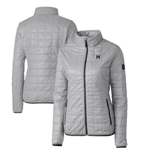 Women's Cutter & Buck Gray Michigan Wolverines Vault Rainier PrimaLoft Eco Insulated Full-Zip Puffer Jacket