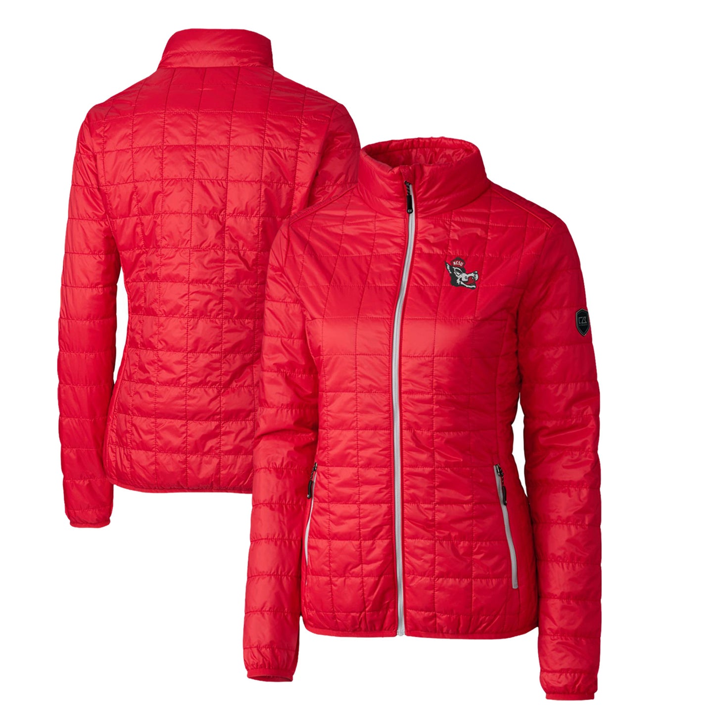 Women's Cutter & Buck Red NC State Wolfpack Vault Rainier PrimaLoft Eco Insulated Full-Zip Puffer Jacket