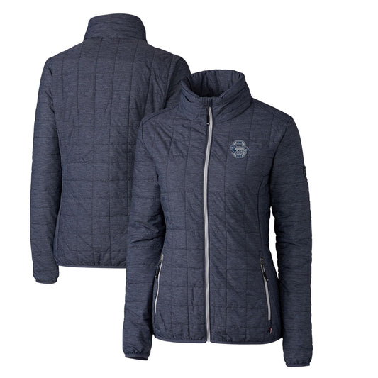 Women's Cutter & Buck Heather Navy Penn State Nittany Lions Vault Rainier PrimaLoft Eco Insulated Full-Zip Puffer Jacket