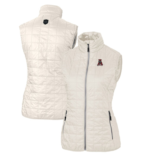 Women's Cutter & Buck Cream Alabama Crimson Tide Vault Rainier PrimaLoft Eco Full-Zip Puffer Vest