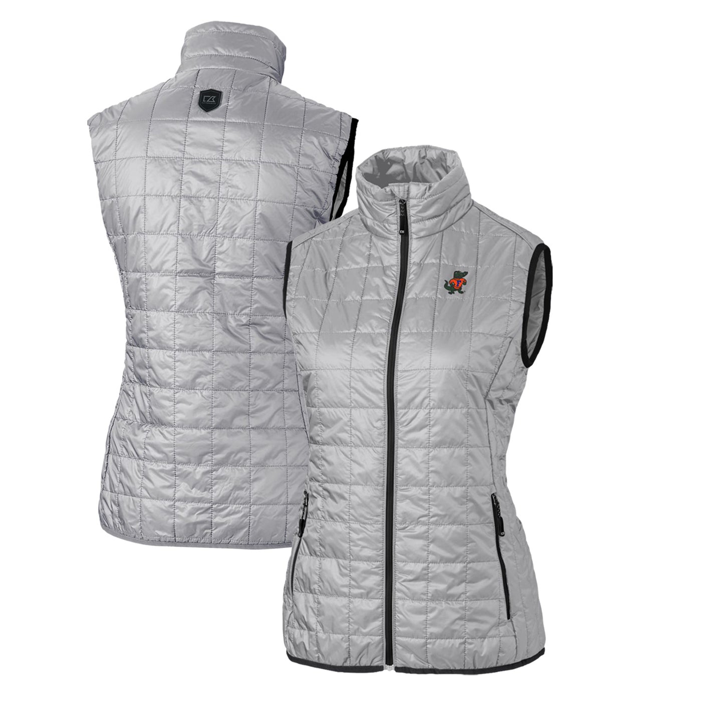 Women's Cutter & Buck Gray Florida Gators Vault Rainier PrimaLoft Eco Full-Zip Puffer Vest