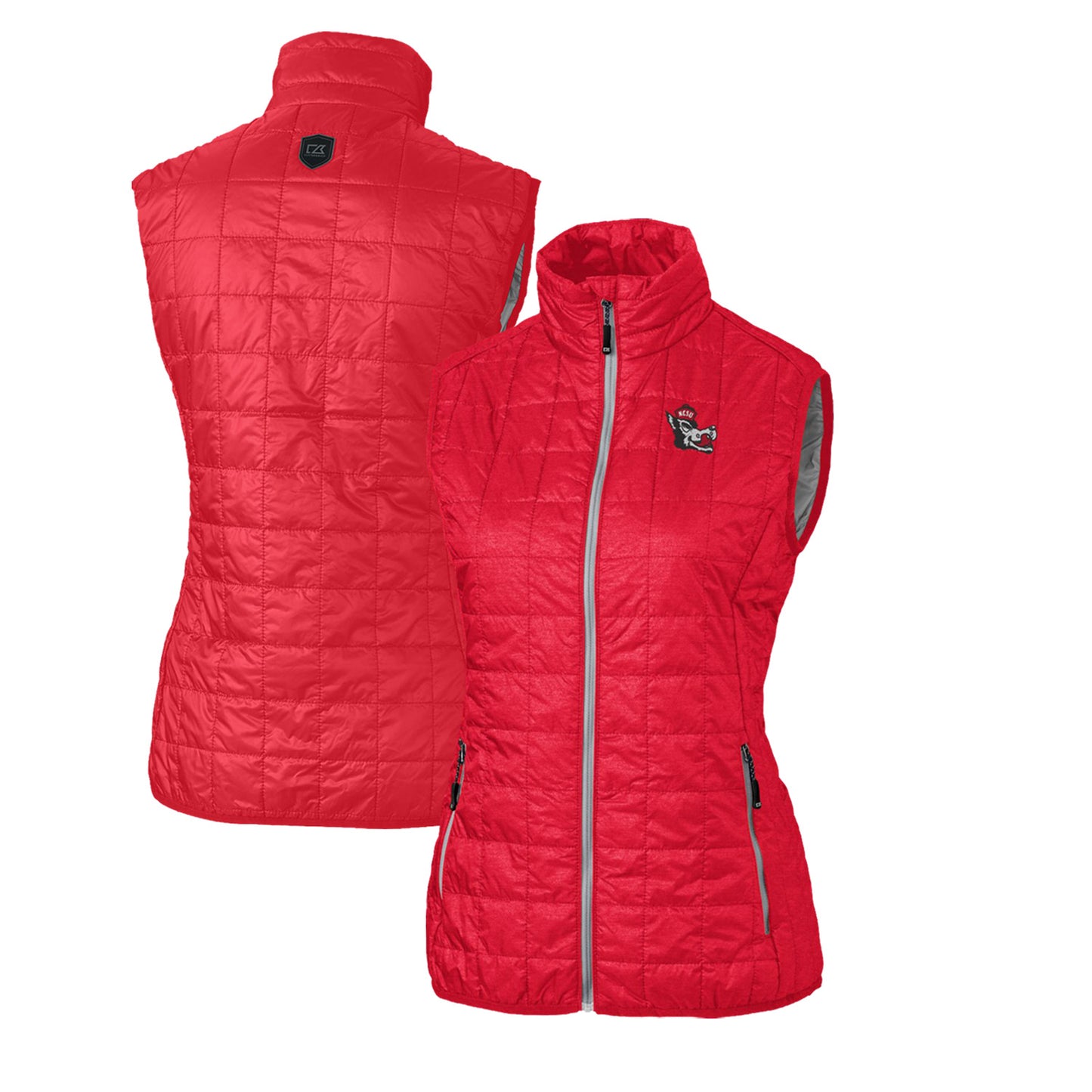 Women's Cutter & Buck Red NC State Wolfpack Vault Rainier PrimaLoft Eco Full-Zip Puffer Vest