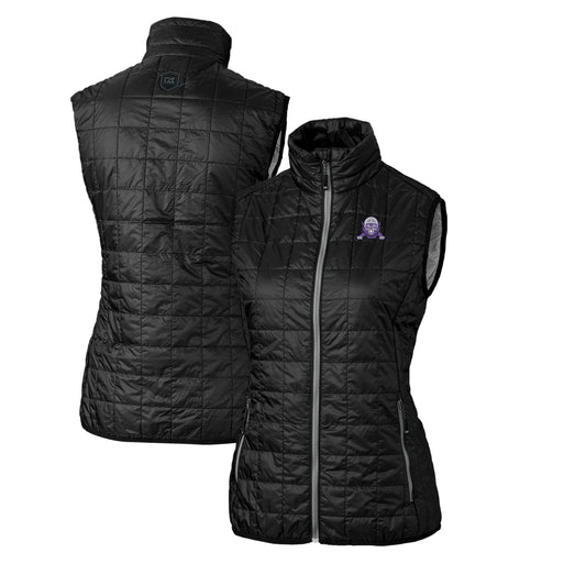 Women's Cutter & Buck Black Northwestern Wildcats Vault Rainier PrimaLoft Eco Full-Zip Puffer Vest