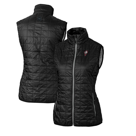 Women's Cutter & Buck Black Ohio State Buckeyes Vault Rainier PrimaLoft Eco Full-Zip Puffer Vest