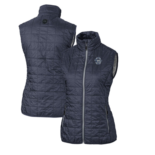 Women's Cutter & Buck Heather Navy Penn State Nittany Lions Vault Rainier PrimaLoft Eco Full-Zip Puffer Vest