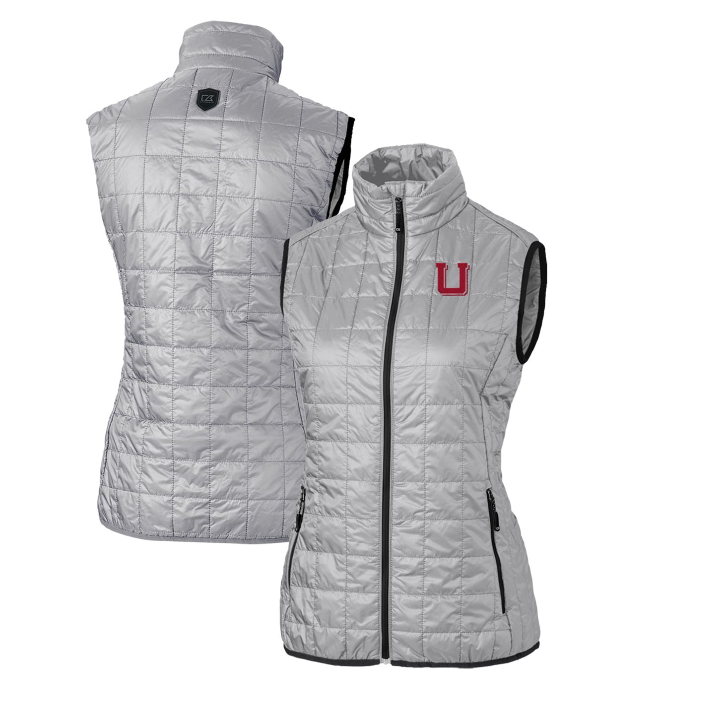 Women's Cutter & Buck Gray Utah Utes Vault Rainier PrimaLoft Eco Full-Zip Puffer Vest