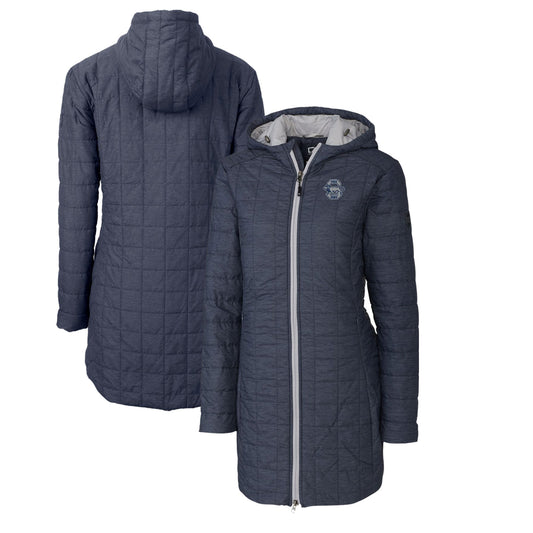 Women's Cutter & Buck Heather Navy Penn State Nittany Lions Vault Rainier Primaloft Eco Hooded Long Coat