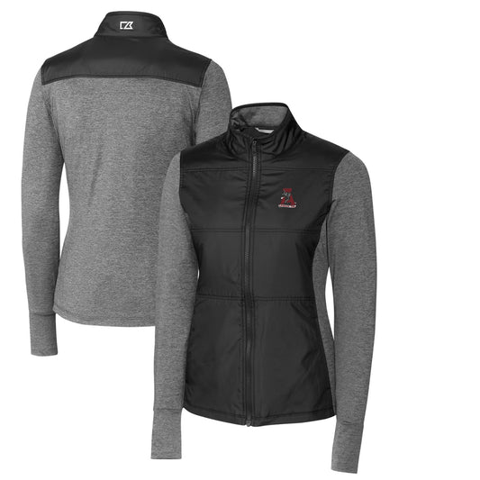 Women's Cutter & Buck Black Alabama Crimson Tide Vault Stealth Hybrid Quilted Full-Zip Jacket