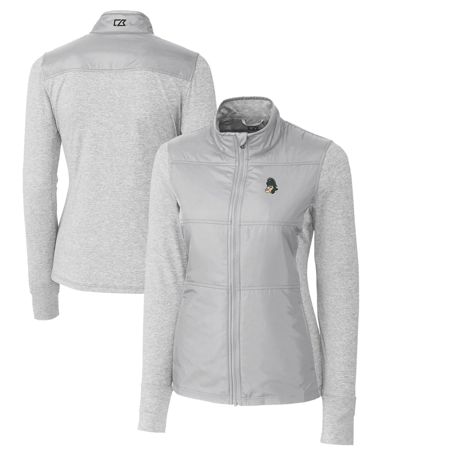 Women's Cutter & Buck Gray Michigan State Spartans Vault Stealth Hybrid Quilted Full-Zip Jacket