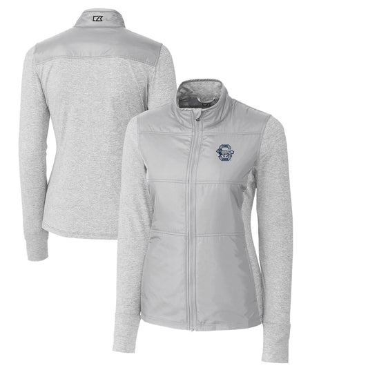 Women's Cutter & Buck Gray Penn State Nittany Lions Vault Stealth Hybrid Quilted Full-Zip Jacket