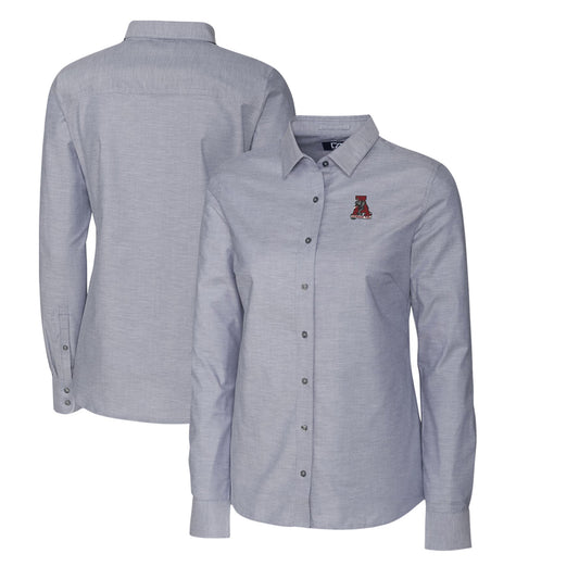 Women's Cutter & Buck Charcoal Alabama Crimson Tide Oxford Stretch Long Sleeve Button-Up Shirt