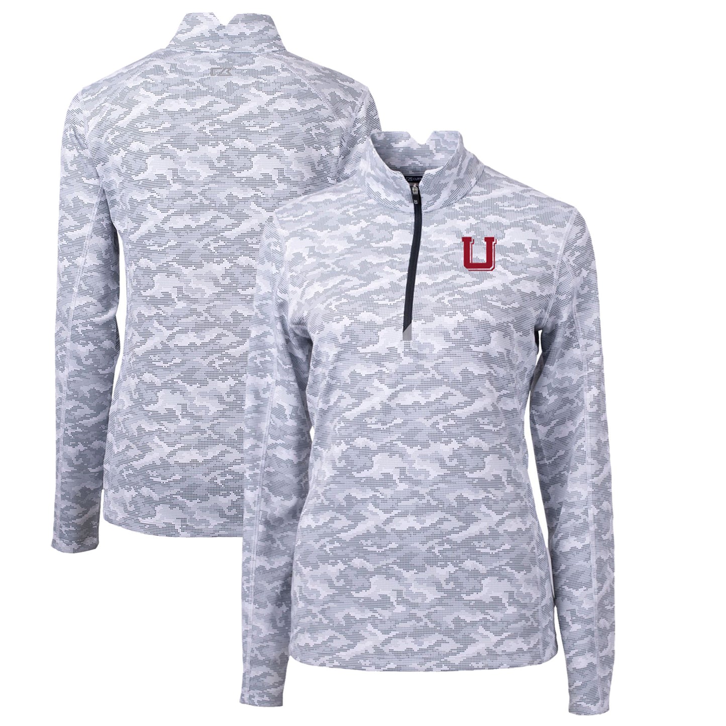 Women's Cutter & Buck Charcoal Utah Utes Traverse Camo Print Stretch Quarter-Zip Pullover Top