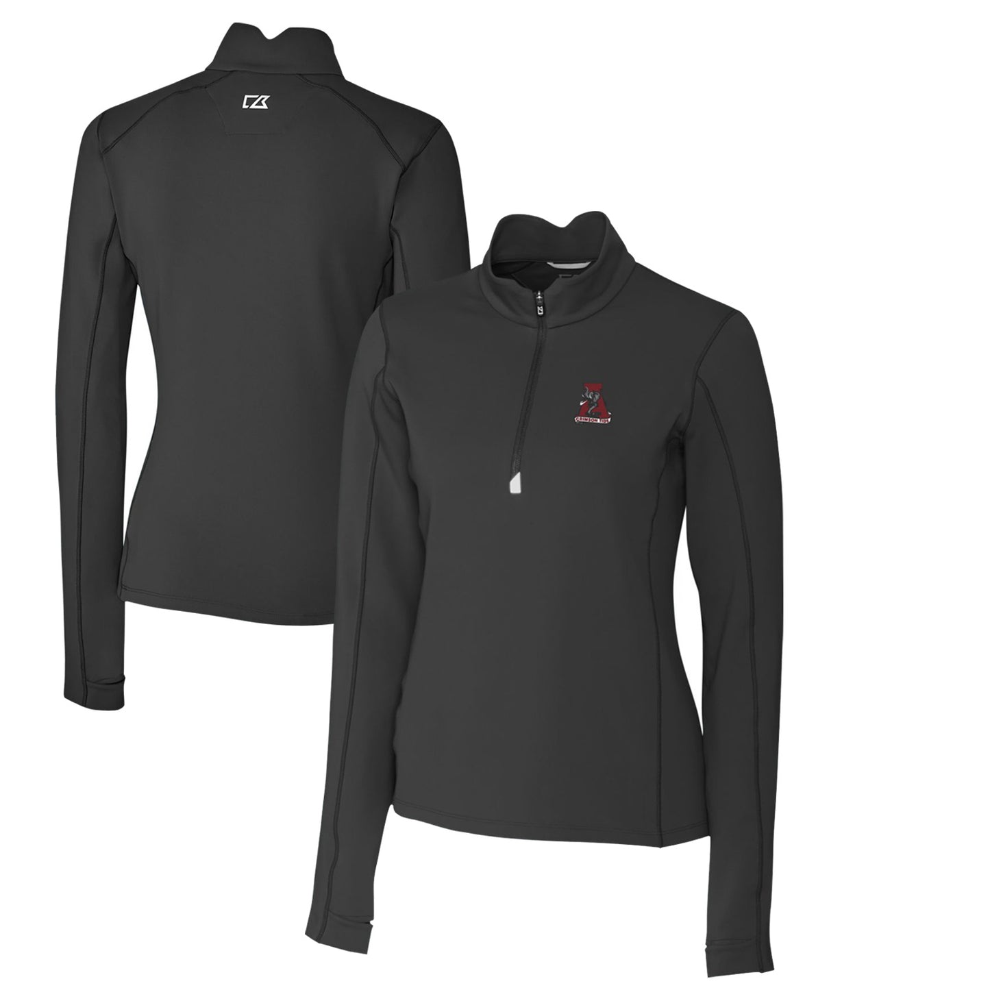 Women's Cutter & Buck Black Alabama Crimson Tide Traverse Stretch Quarter-Zip Pullover Top