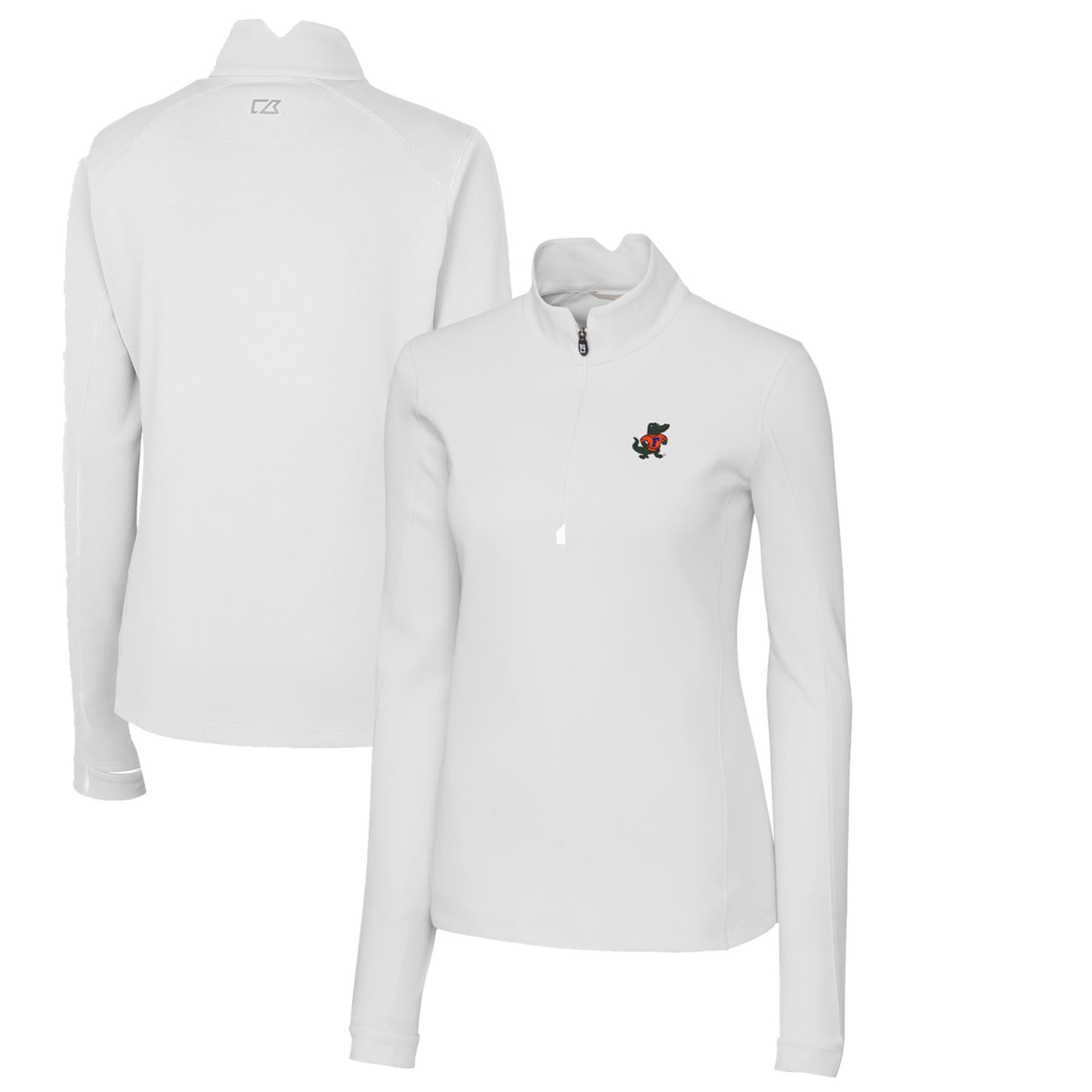 Women's Cutter & Buck White Florida Gators Traverse Stretch Quarter-Zip Pullover Top