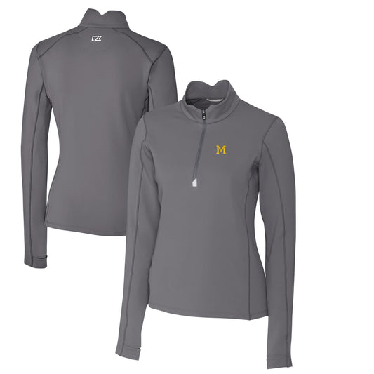 Women's Cutter & Buck Steel Michigan Wolverines Traverse Stretch Quarter-Zip Pullover Top