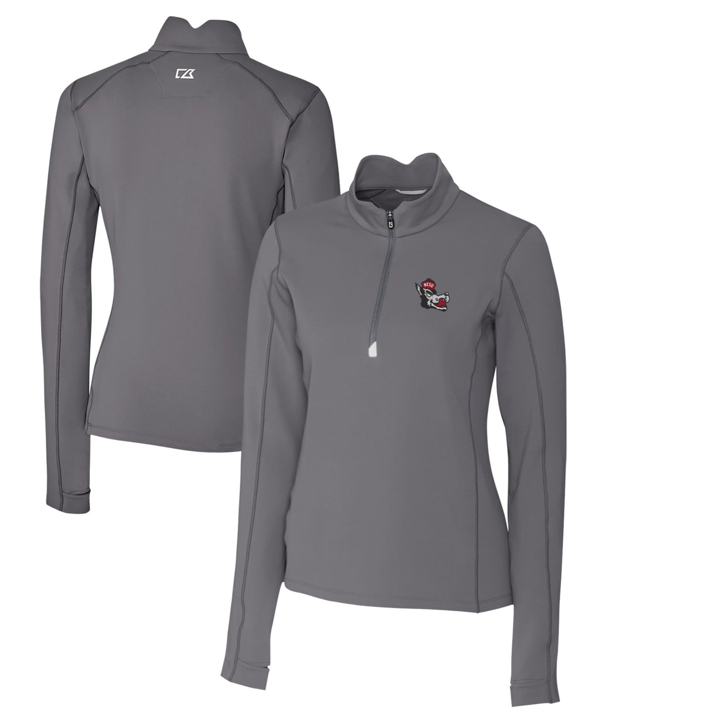 Women's Cutter & Buck Steel NC State Wolfpack Traverse Stretch Quarter-Zip Pullover Top
