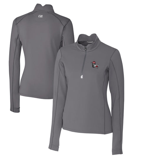 Women's Cutter & Buck Steel NC State Wolfpack Traverse Stretch Quarter-Zip Pullover Top