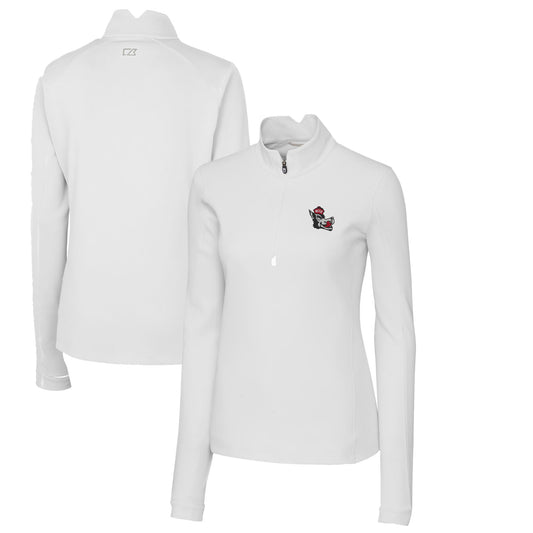 Women's Cutter & Buck White NC State Wolfpack Traverse Stretch Quarter-Zip Pullover Top