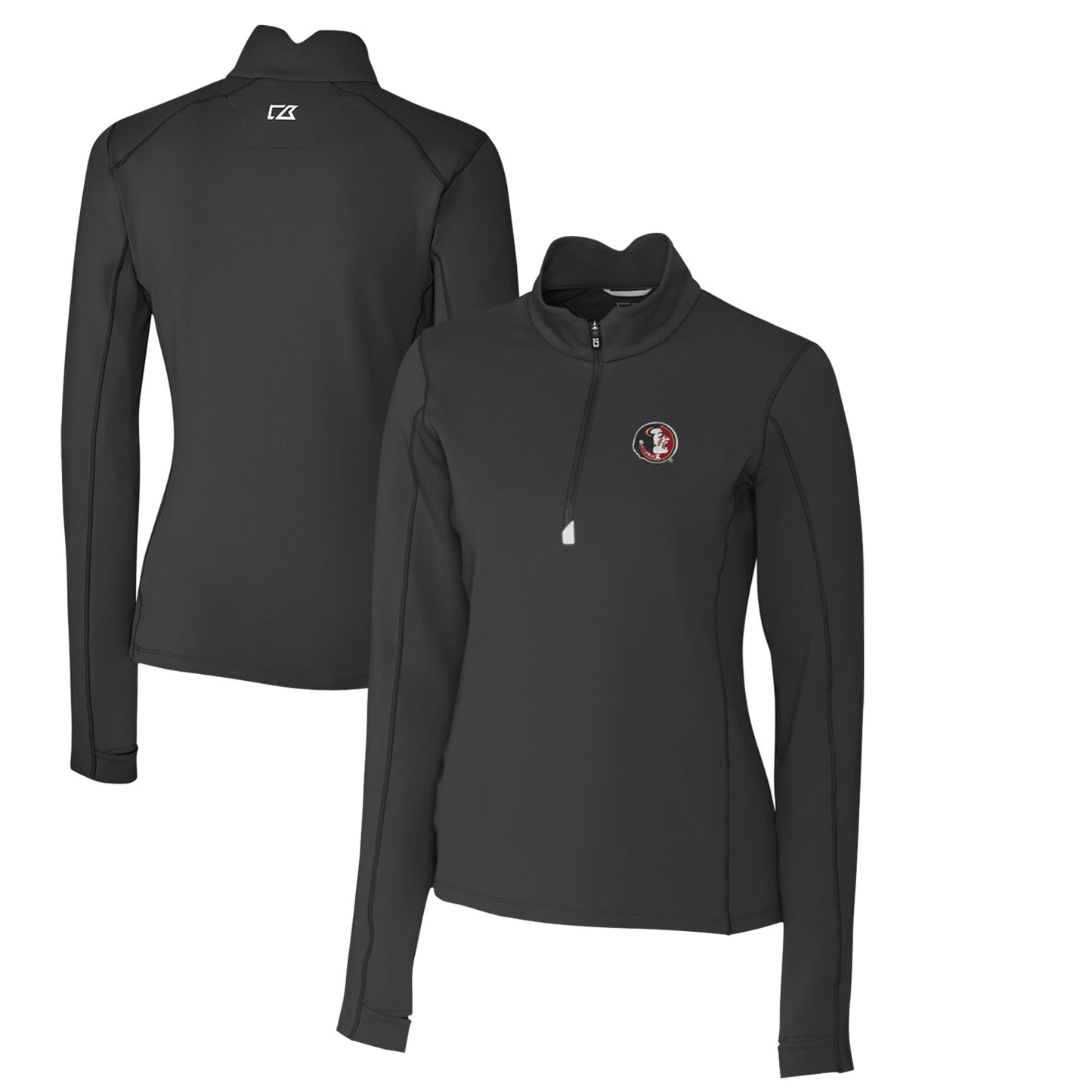 Women's Cutter & Buck Black Florida State Seminoles Traverse Stretch Quarter-Zip Pullover Top