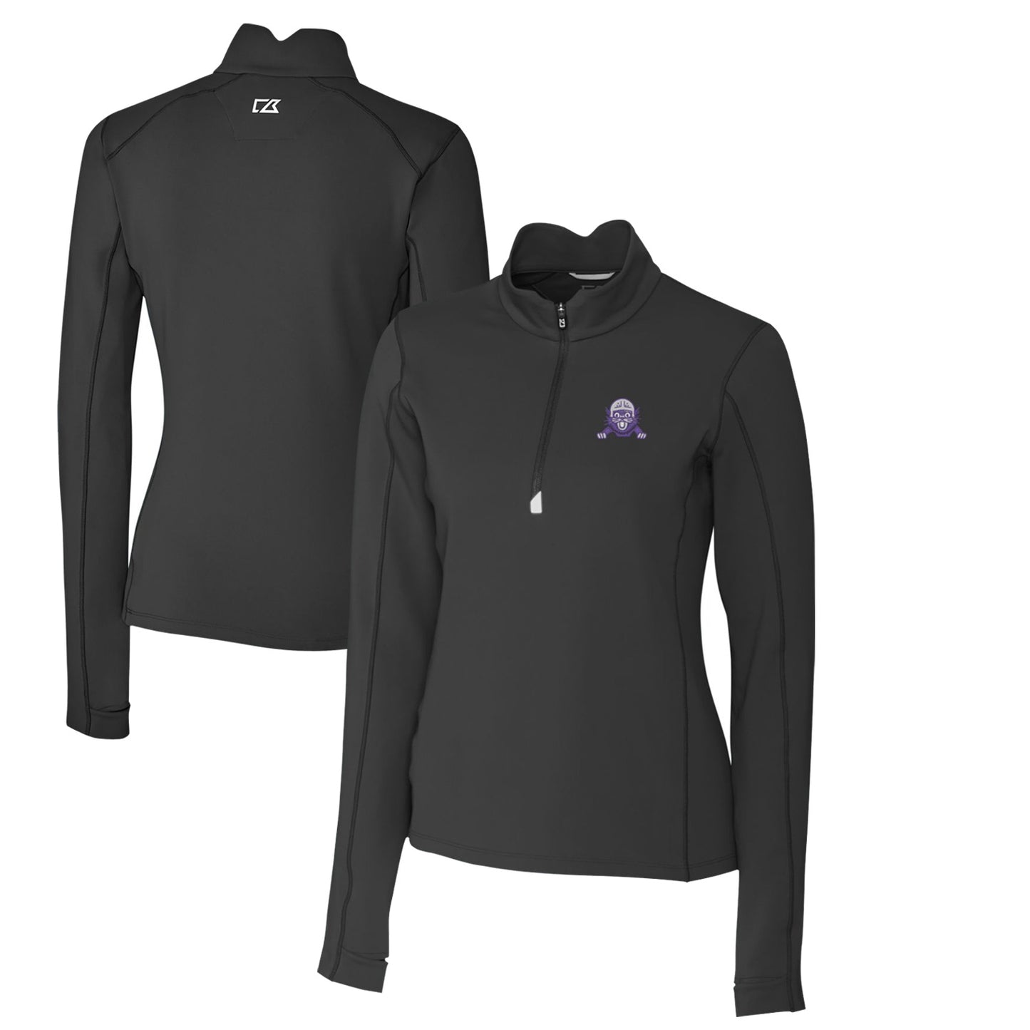 Women's Cutter & Buck Black Northwestern Wildcats Traverse Stretch Quarter-Zip Pullover Top