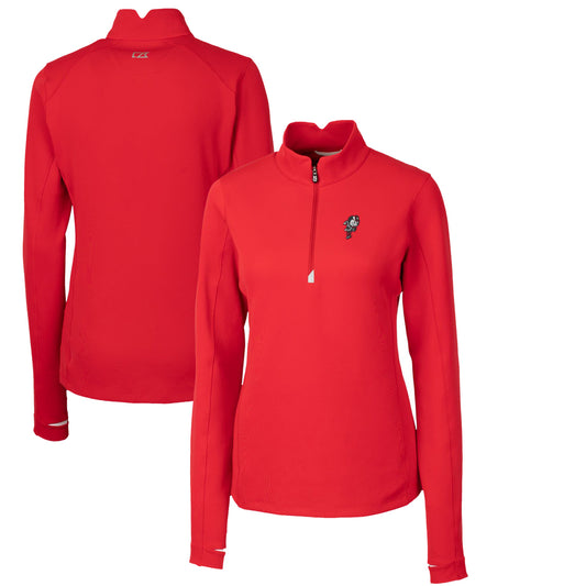 Women's Cutter & Buck Scarlet Ohio State Buckeyes Traverse Stretch Quarter-Zip Pullover Top