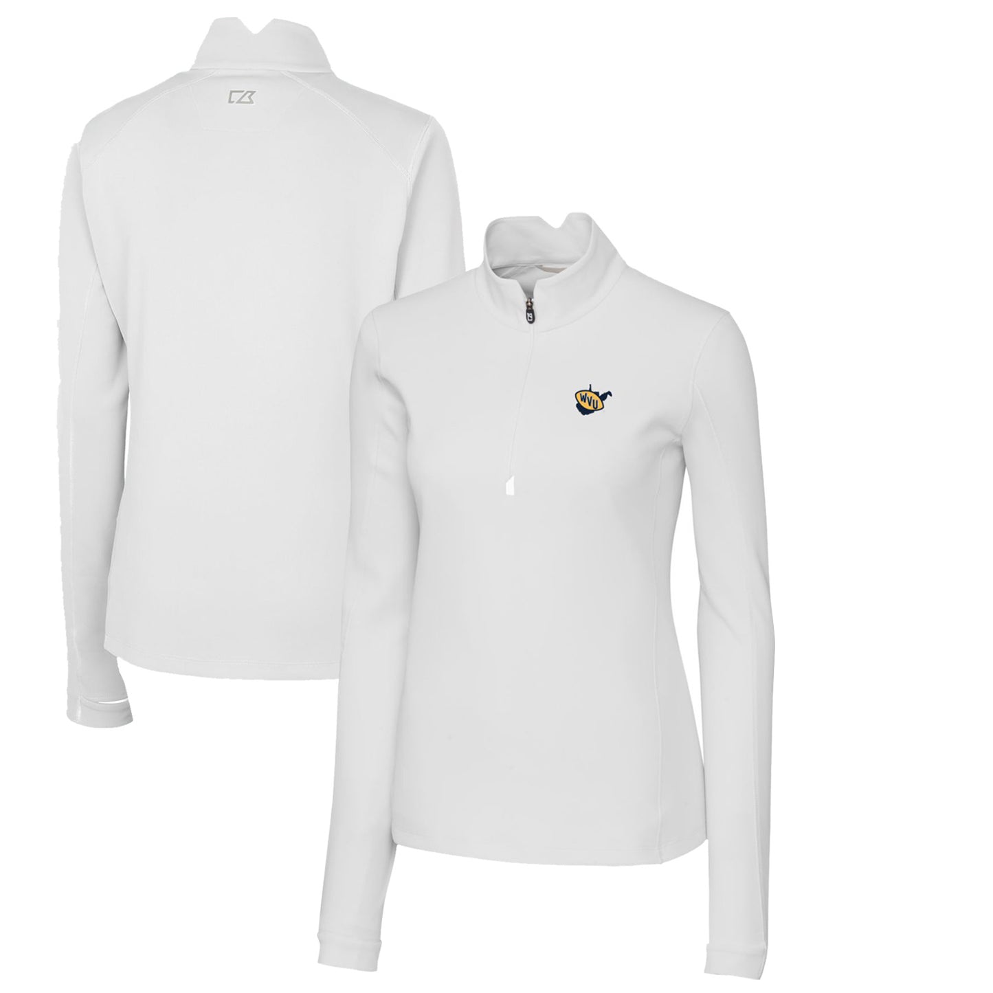 Women's Cutter & Buck White West Virginia Mountaineers Traverse Stretch Quarter-Zip Pullover Top