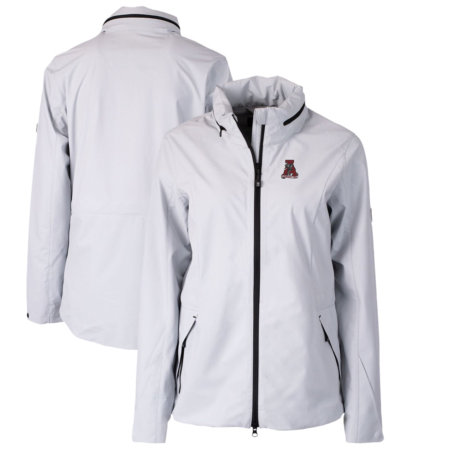 Women's Cutter & Buck Gray Alabama Crimson Tide Vault Vapor Water Repellent Stretch Full-Zip Rain Jacket