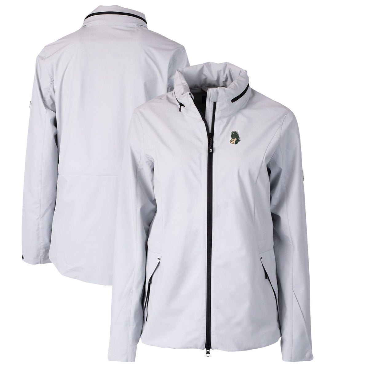 Women's Cutter & Buck Gray Michigan State Spartans Vault Vapor Water Repellent Stretch Full-Zip Rain Jacket