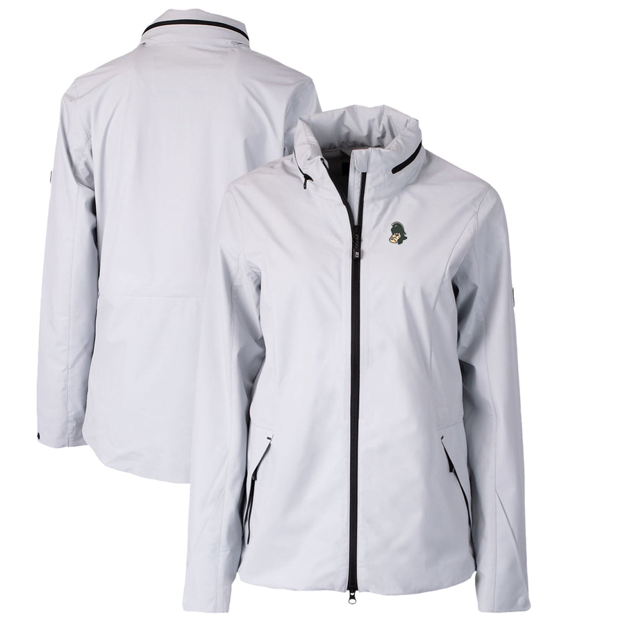 Women's Cutter & Buck Gray Michigan State Spartans Vault Vapor Water Repellent Stretch Full-Zip Rain Jacket