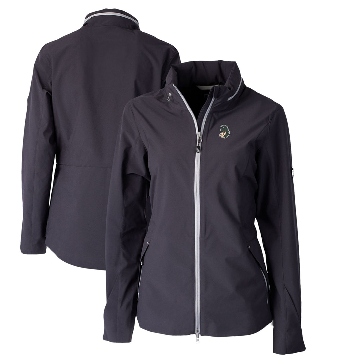 Women's Cutter & Buck Graphite Michigan State Spartans Vault Vapor Water Repellent Stretch Full-Zip Rain Jacket