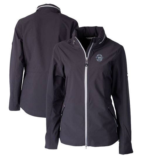 Women's Cutter & Buck Graphite Penn State Nittany Lions Vault Vapor Water Repellent Stretch Full-Zip Rain Jacket