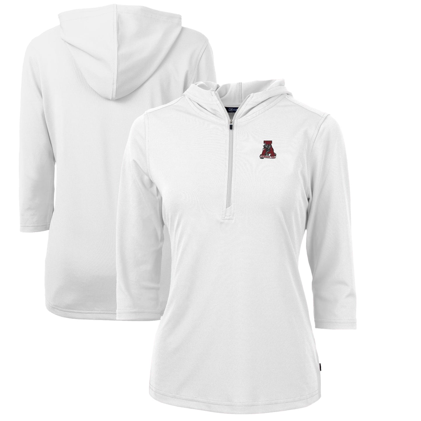 Women's Cutter & Buck White Alabama Crimson Tide Vault Virtue Eco Pique Recycled Half-Zip Pullover Hoodie