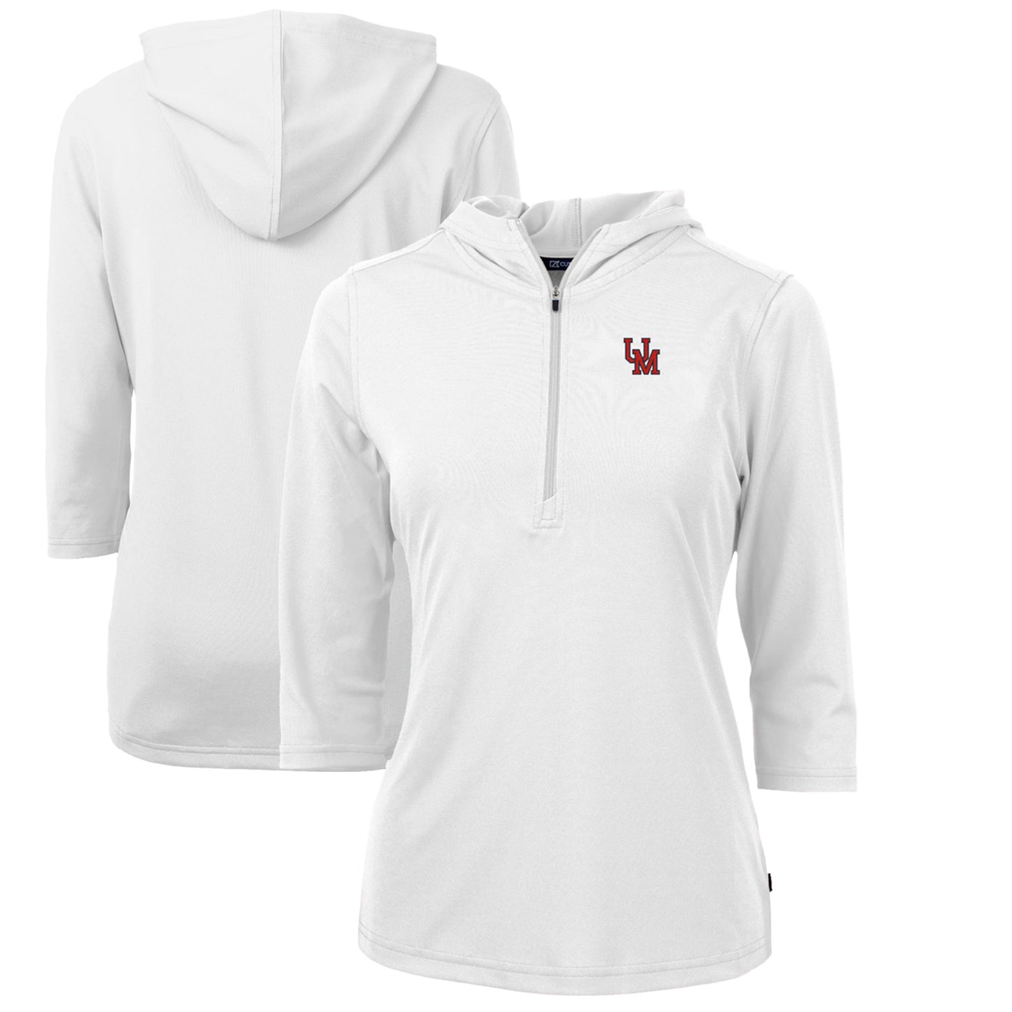 Women's Cutter & Buck White Ole Miss Rebels Vault Virtue Eco Pique Recycled Half-Zip Pullover Hoodie